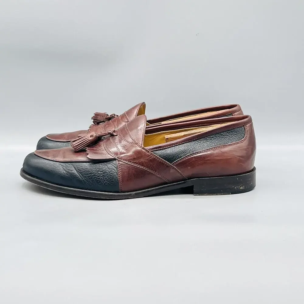 Johnston & Murphy Shoes Mens 10.5 Brown Leather Tassel Loafers Slip On Dress